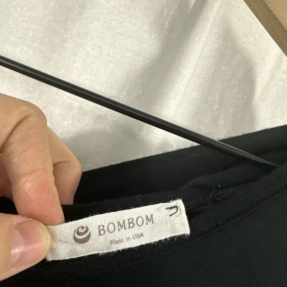 BomBom USA Lagenlook Oversized Black Midi Dress Womens Size S Cross Back Boho - Picture 3 of 11